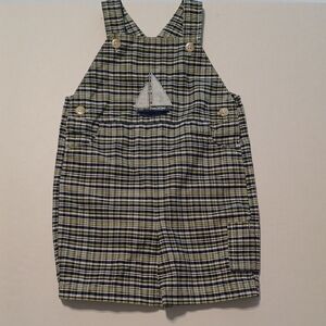 Parisian  Toddlers Plaid One-Piece in Navy and Light Green